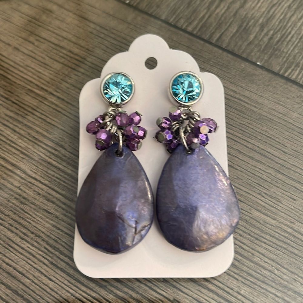 Purple and Blue Dangle Drop Earrings